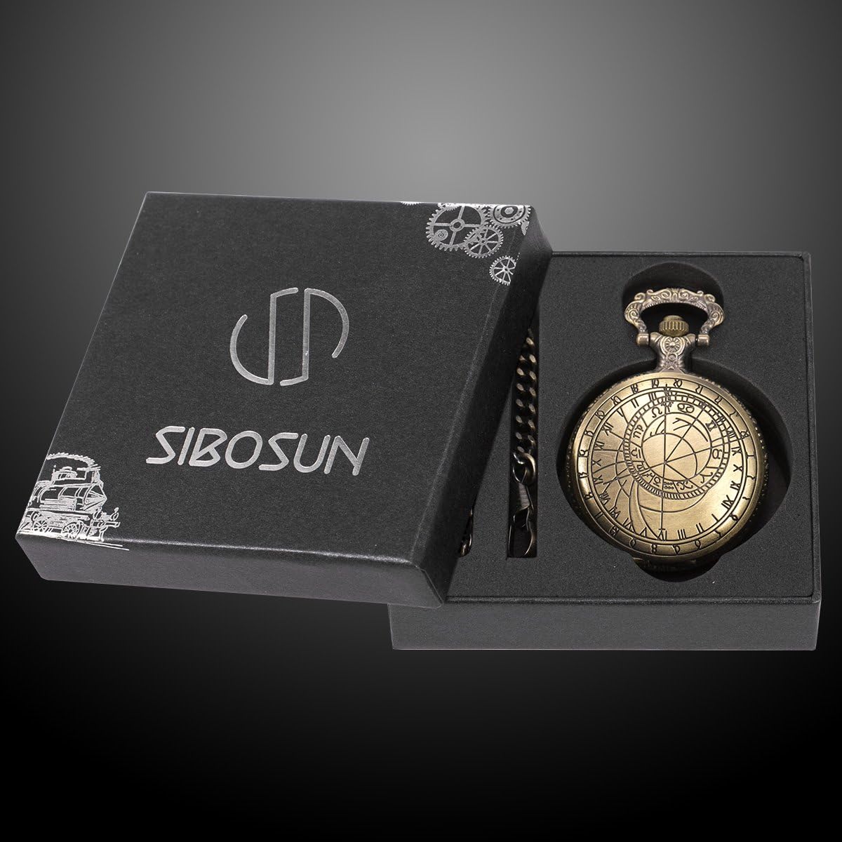 SIBOSUN Doctor & Who Pocket Watch Dr. Who Men Quartz Chain Bronze Case White Dial Antique Full Hunter…