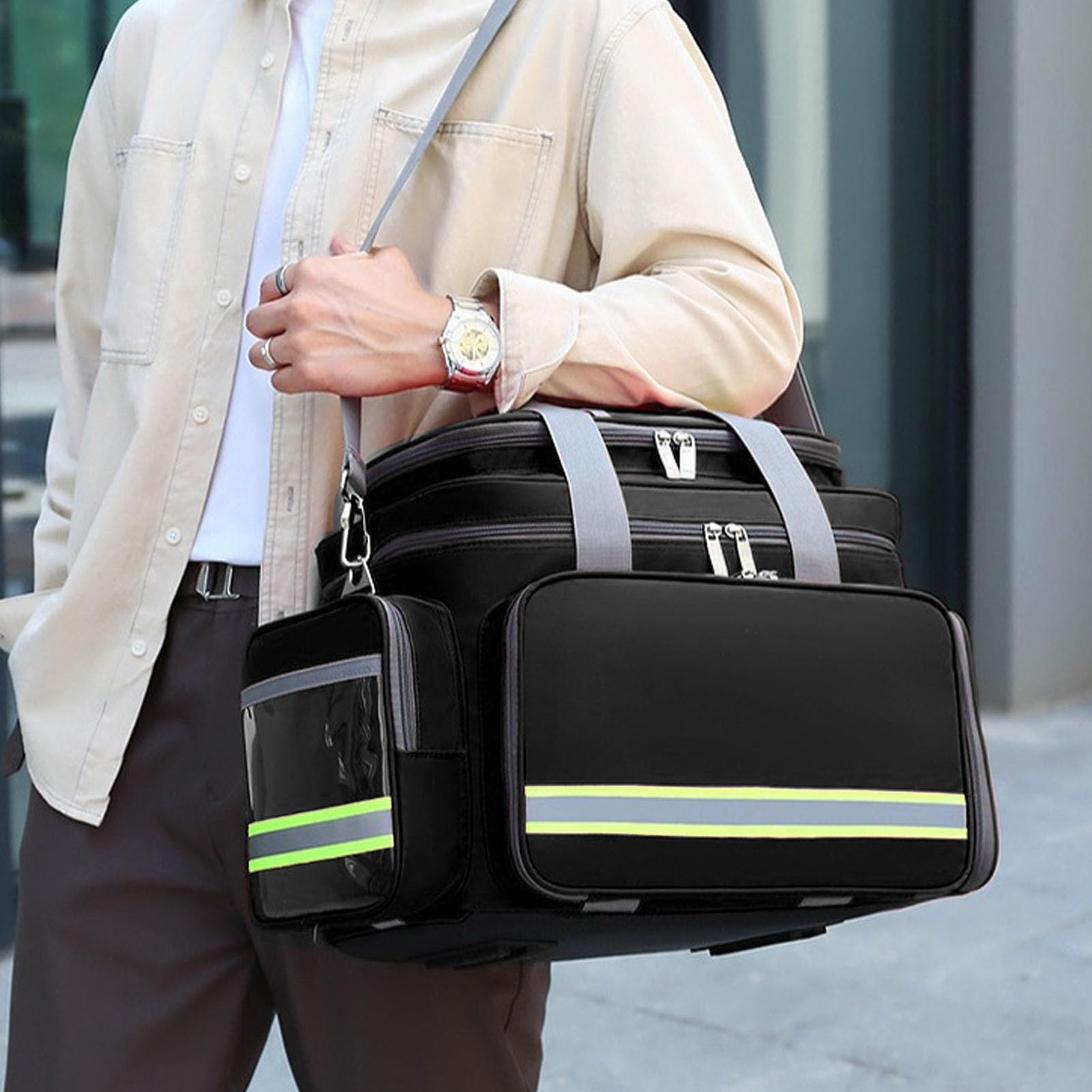 Bolsa de Primeros Auxilios, Bolso de Medicamentos de Emergencia Rescate de Viaje Vacío Bolsa de Respondedor, de Emergencia de Tela de Oxford a Prueba de lluvia. (Negro)