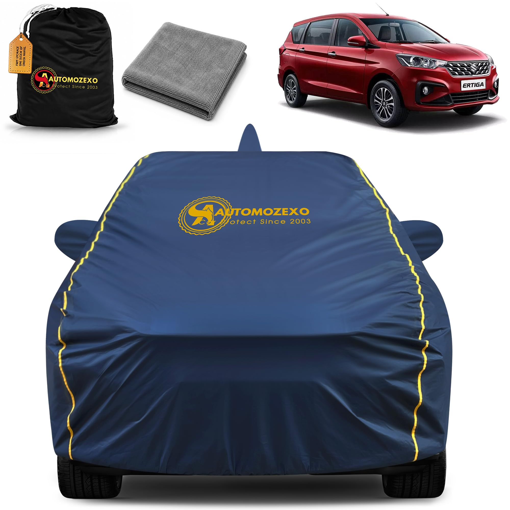 Maruti Ertiga 100% Waterproof Car Cover (Midnight Blue) 6LYR HDPE 200gsm Strong Fabric for All Weather Protection, Mirror & Antenna Pocket, Cotton Layer Cover, Adjustable Elastic Straps-image-36
