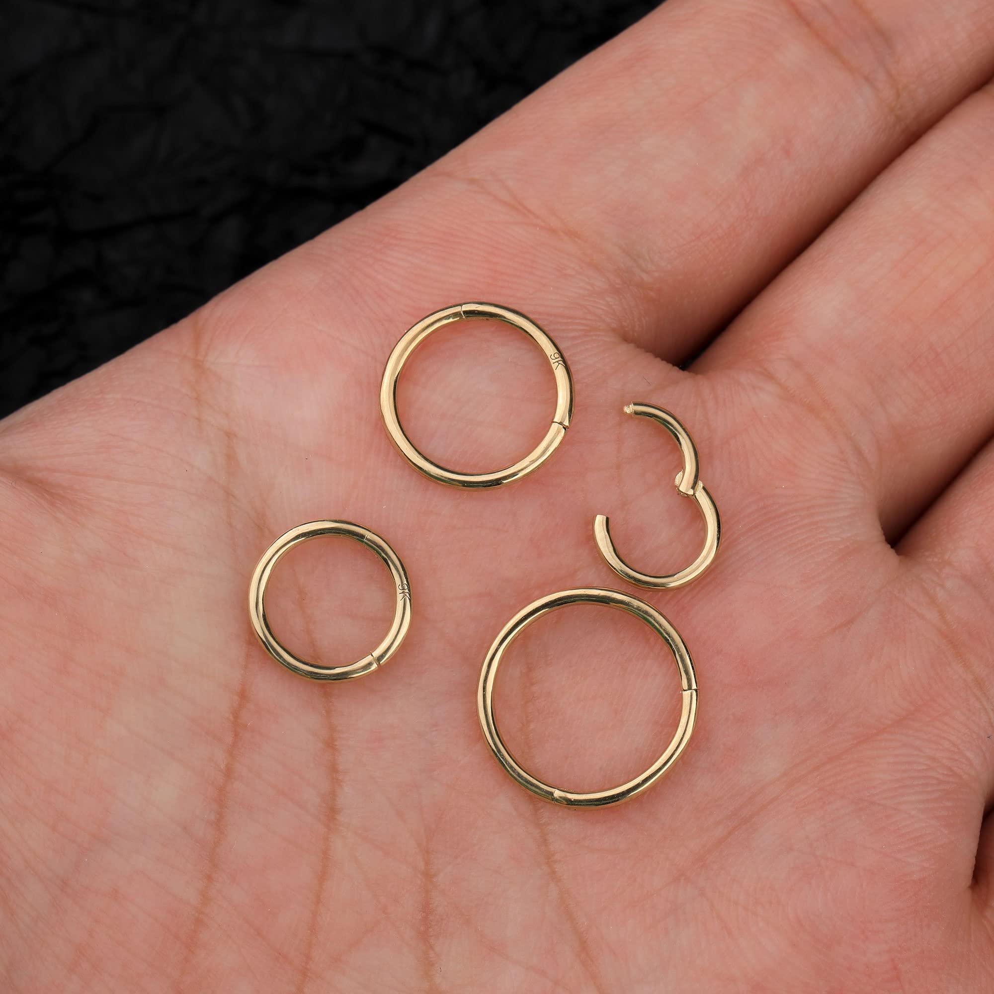OUFER Body Piercing Helix Creolen Ohrring Ring Piercing Schmuck 16G 9K gold Scharnier Clicker Segmentring Lippe Septum Daith Tragus Conch Piercing Knorpel Ohrring