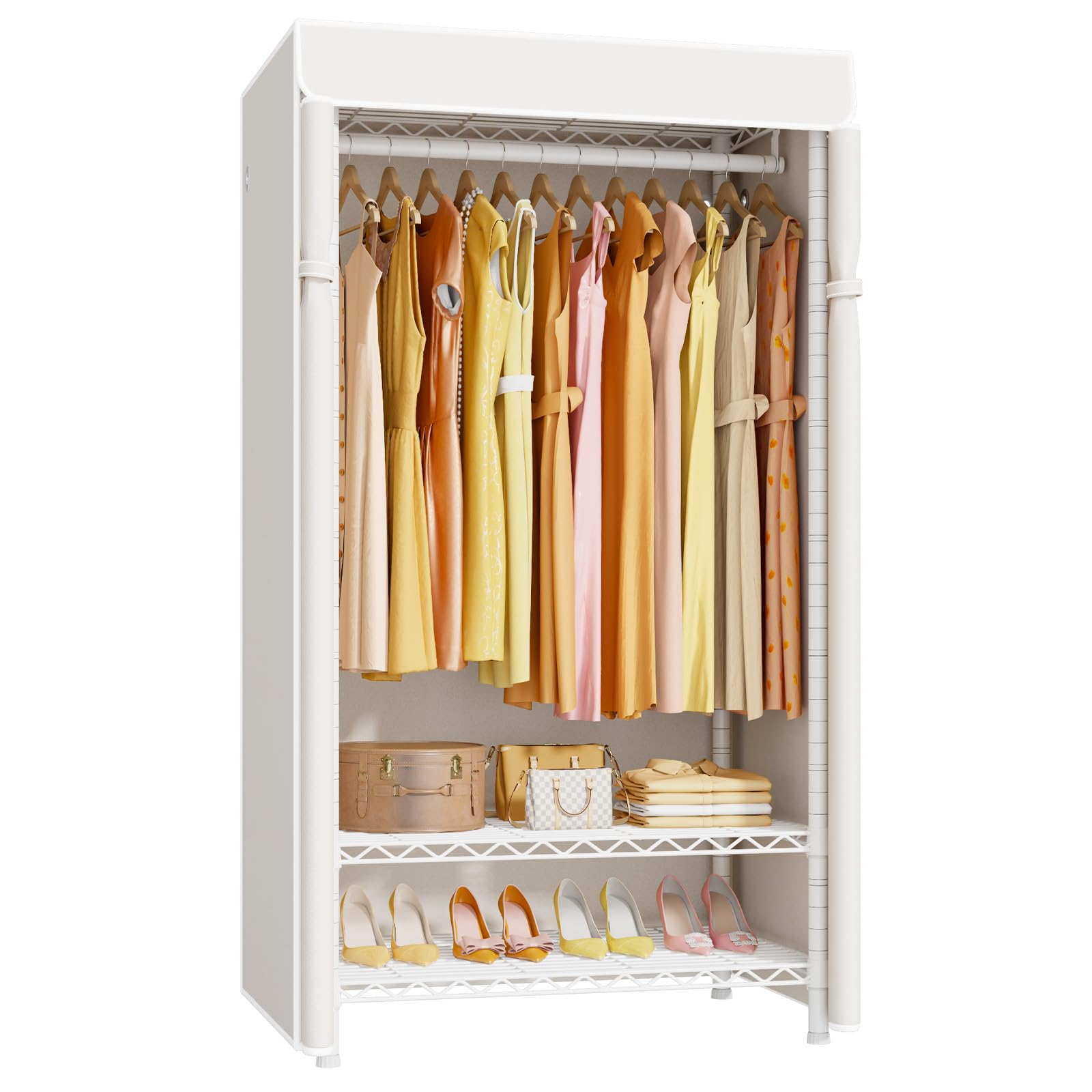 H5C Clothes Rack with Cover Portable Closet for Hanging Clothes Covered Clothing Racks Heavy Duty Freestanding Garment Racks