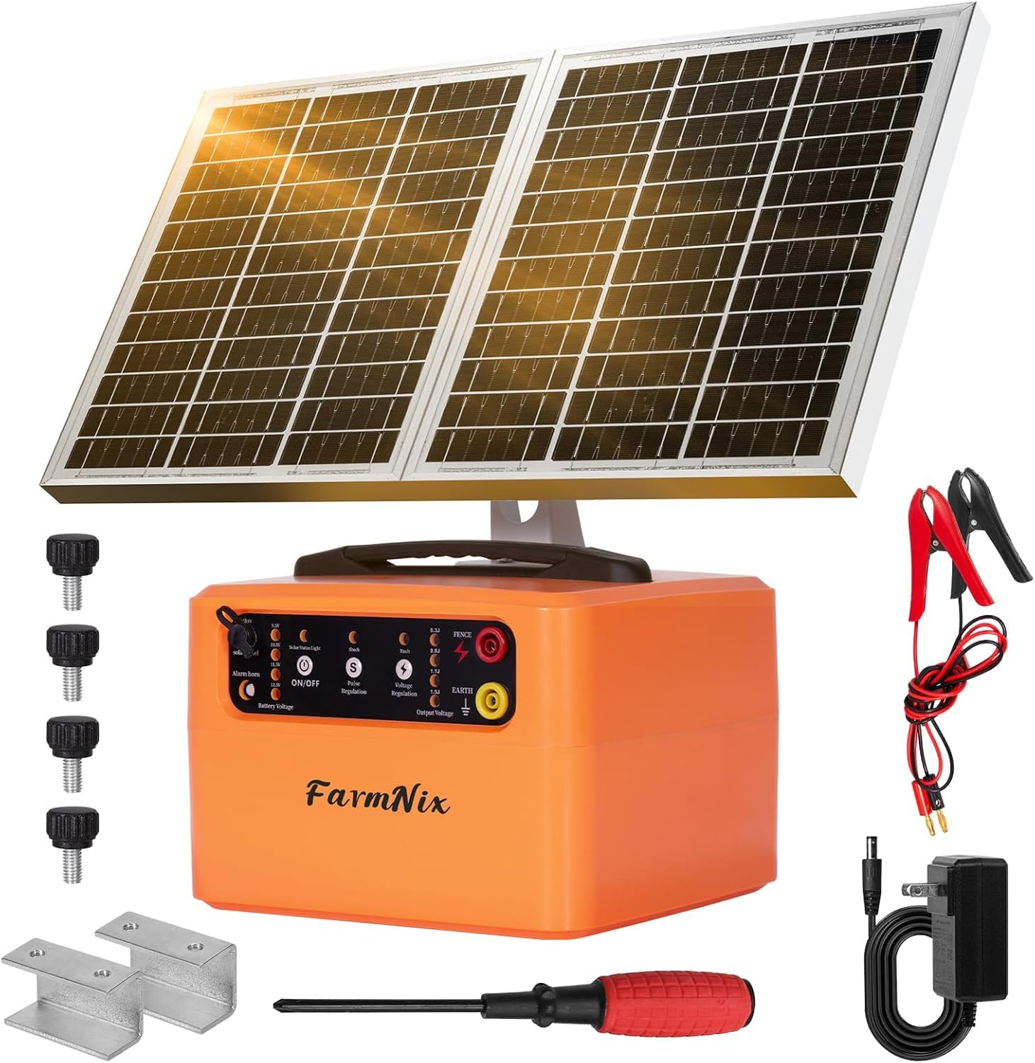 Elettrificatore Recinzione Solare 48km, 6–12KV Regolabile, 0,3–1,5J