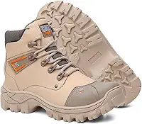 Bota Masculina Em Couro Para Trabalho Com Bico PVC e C.A