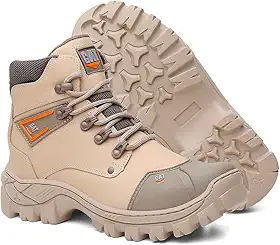 Bota Masculina Em Couro Para Trabalho Com Bico PVC e C.A