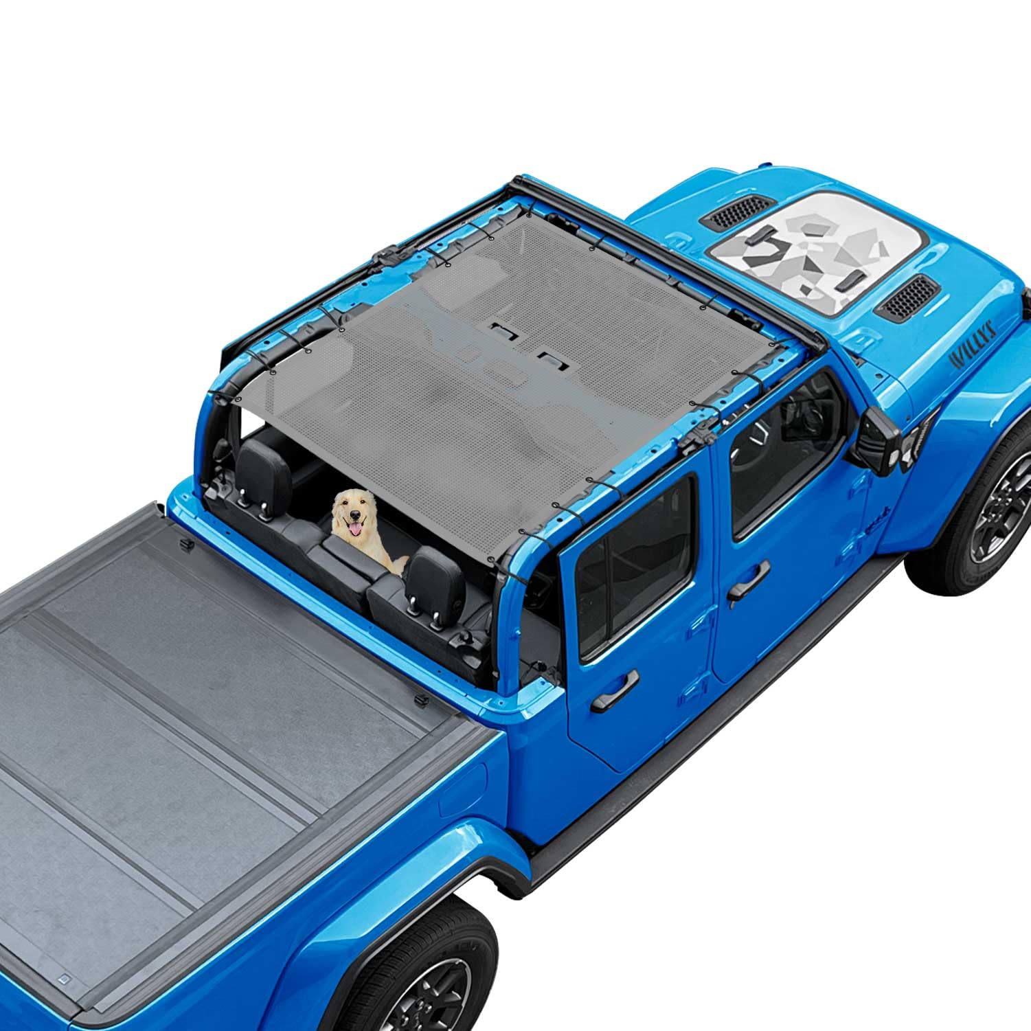 JT Sun Shade Top Compatible with Jeep Gladiator Sunshade, Gray