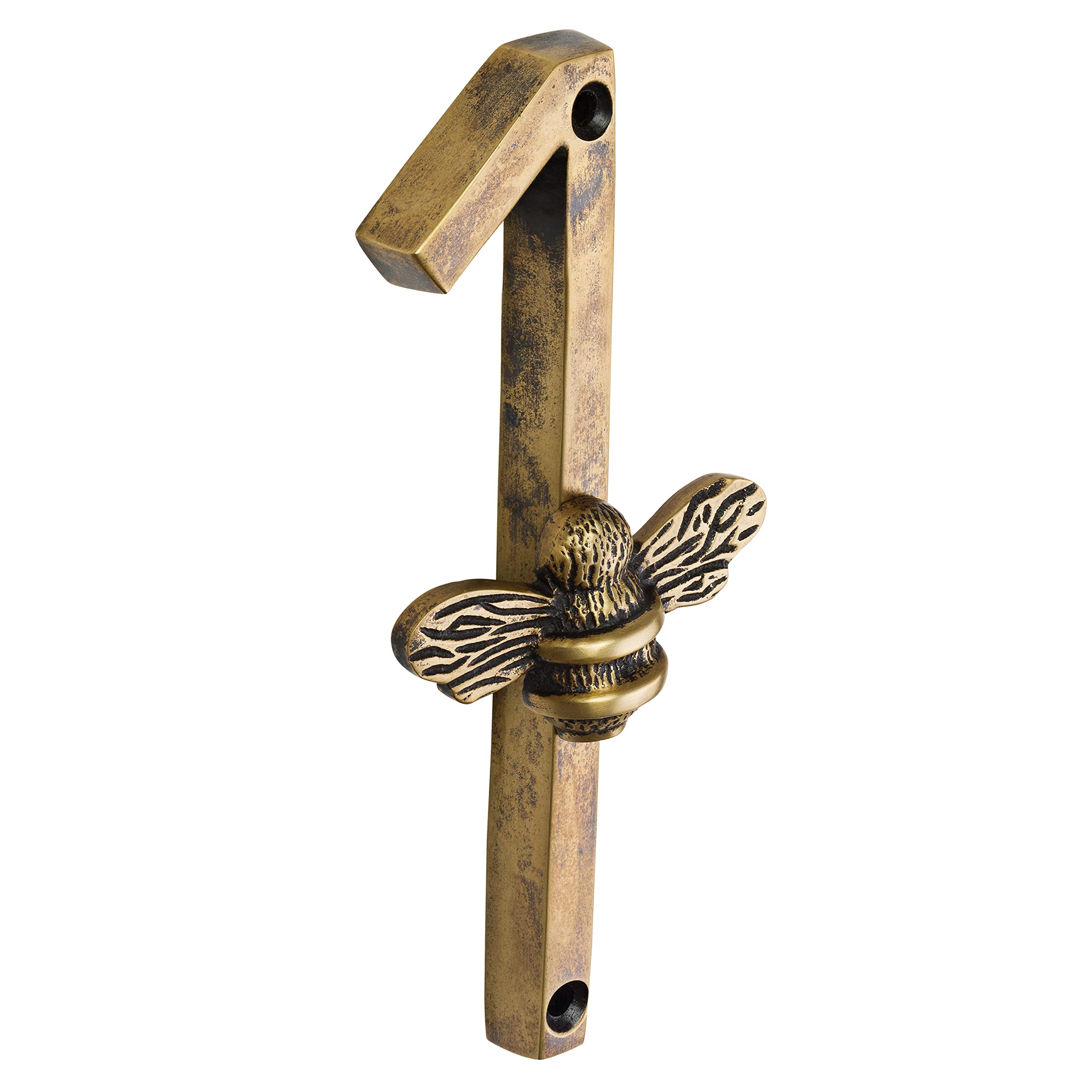 Heritage Brass bee House Number with Bee design | 5 inch Modern Door Sign Numbers Signs Plaques | Street Home Address Numerals (1)