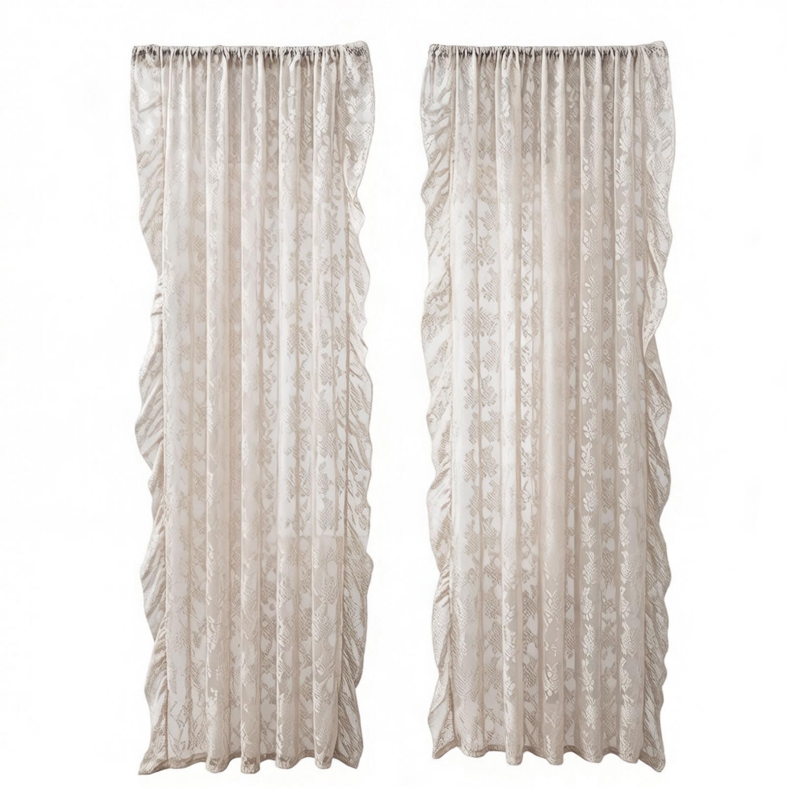 Kaeltsyn 2Pcs Lace Window Drape Breathable Polyester Fabric Easy Hanging Privacy Polyester Curtains 140X160Cm Multiple Curtains