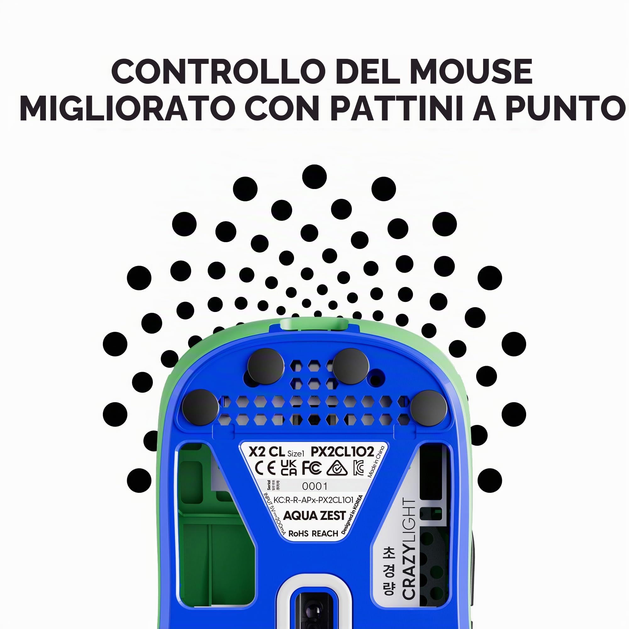 Pulsar Gaming Gears X2 Crazylight Mouse da gioco wireless, ultra leggero, 35 g, interruttore ottico, 32000 DPI, 750 IPS, sensore XS-1, compatibile 8k (Aqua Zest)