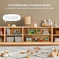 Vista 8 de OOOK Estante Montessori, organizadores y almacenamiento de juguetes, estantería de 2 niveles para niños pequeños, adecuada para aula, jardín