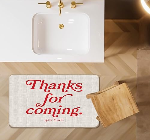 Miniatura 4 de Tapete divertido y moderno con texto en inglés "Thank for Coming Now Leave" (Gracias por venir ahora y dejar), 17 x 30 pulgadas, decorativo para el