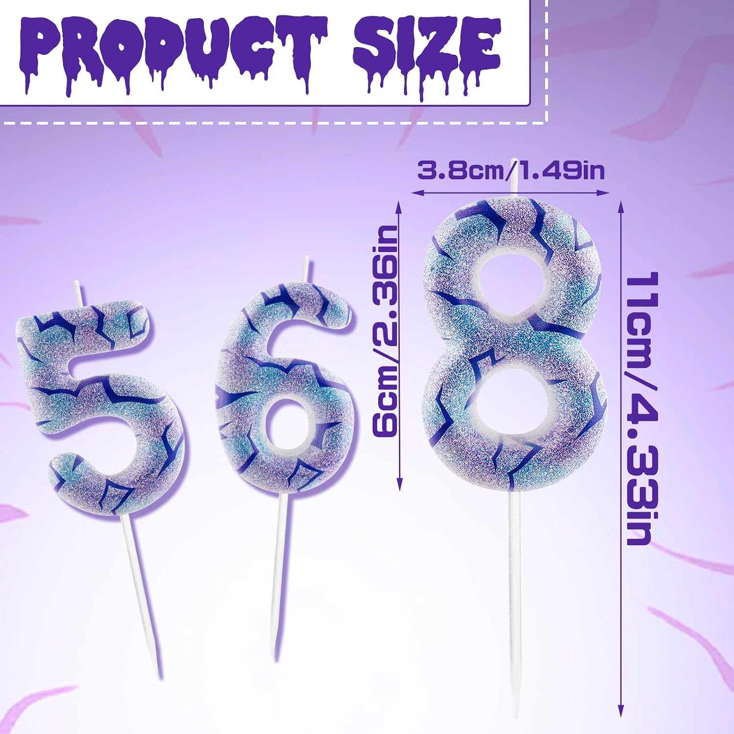 Yiran Kpop Theme Birthday Candles for Cake, Purple Tattoo Design Number 6 Candle, Kpop Theme Cake Toppers for 6th Birthday Party Decorations