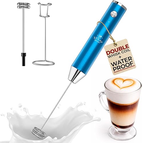 Miniatura 50 de Zulay Kitchen Potente varita espumadora de leche con 2 baterías Duracell – Mezclador de bebidas portátil ultrarrápido – Máquina de espuma eléctrica