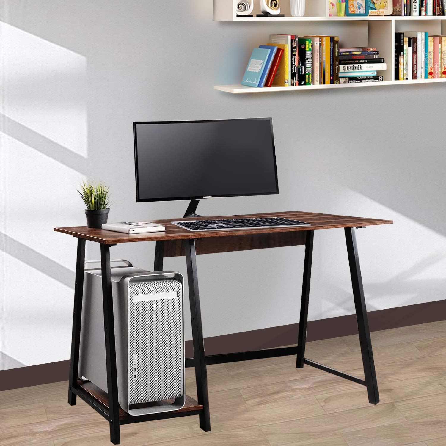 Computer Desk with Storage Shelves/Keyboard Tray/Monitor Stand Desk
