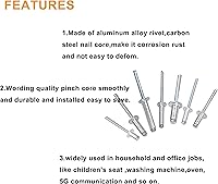 Vista 4 de binifiMux 205 remaches ciegos de aluminio, 7 tamaños, kit surtido de remaches pop, tono plateado