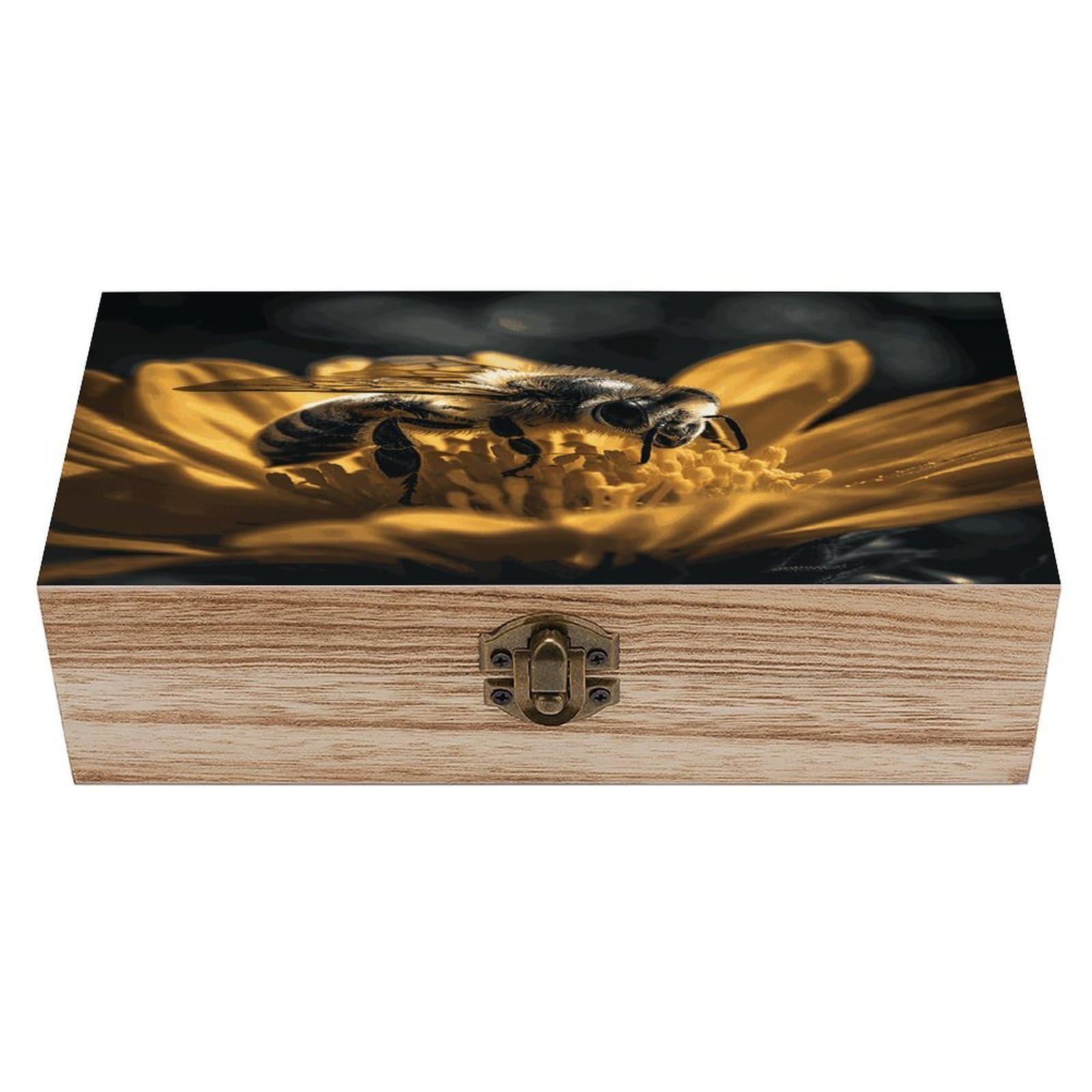 Adfgyerh Style Serious Bee Bins Solid Wood，Jewelry Box Retro And Exquisite，Storage Box Used For Storing Photos, Souvenirs, Letters, Gifts, And Jewelry.