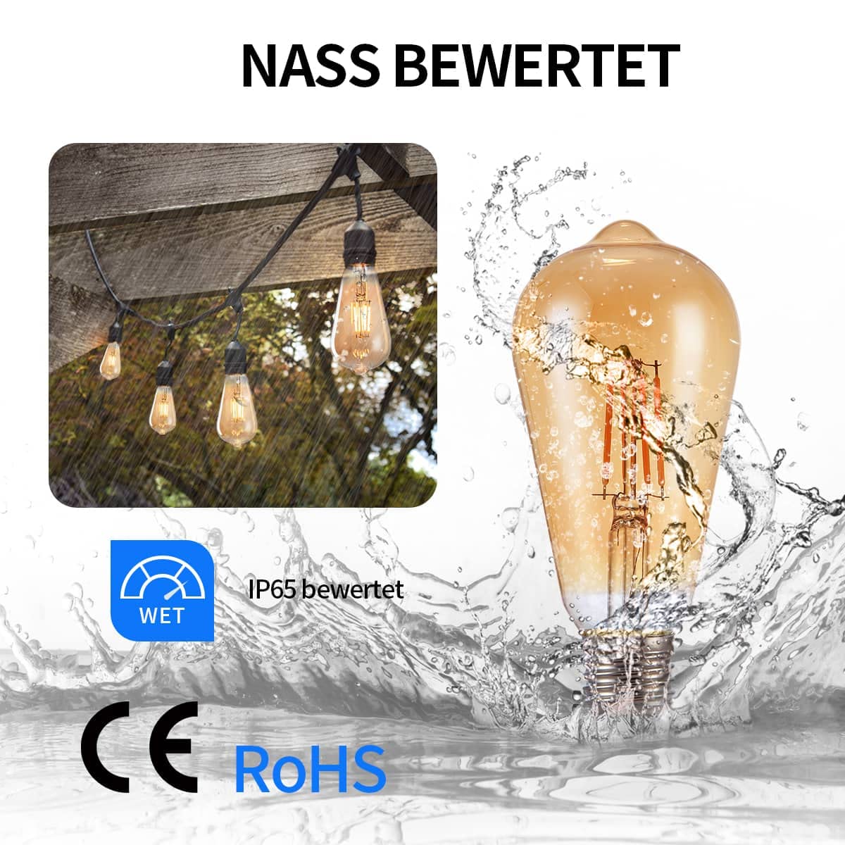 NUODIFAN Żarówka LED Edison, żarówka vintage 4 W E27 ST64 2700 K żarówka Edisona śruba, żarówki LED, antyczna lampa ze szkła bursztynowego retro, 470 lm, 220 V, 6 szt