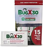 CoreTex Bug X 30 DEET Wipes: 15-Pack Travel Bag Mosquito & Tick Repellent, 7+ Hours vs 12 Insects