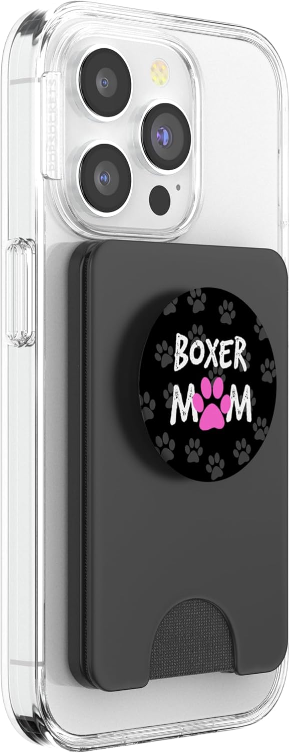 Boxer Mom phone accessory womens cute dog gift PopSockets PopGrip: Swappable Grip for Phones & Tablets PopSockets PopWallet for MagSafe