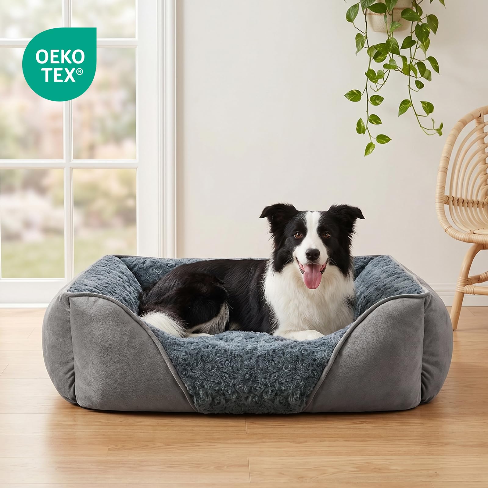 JOEJOY Cama para Perros Medianos, Cama Perro Lavable, Suave, Antideslizante para Pequeños y Medianos y Gatos, 63x53x20cm