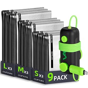 Vacuum Bags for Travel - USB Electric Pump 9 Pack Carry-on Size Vacuum Seal Bags for Clothing -