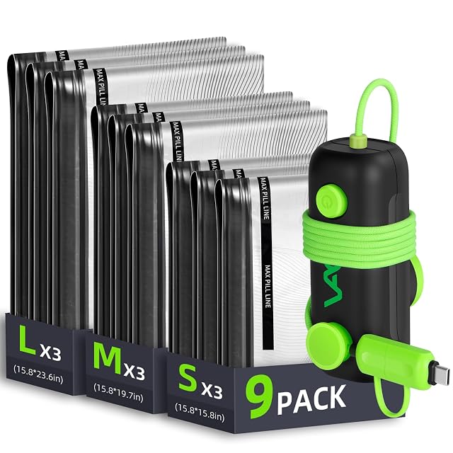 Vacuum Bags for Travel - USB Electric Pump 9 Pack Carry-on Size Vacuum Seal Bags for Clothing -