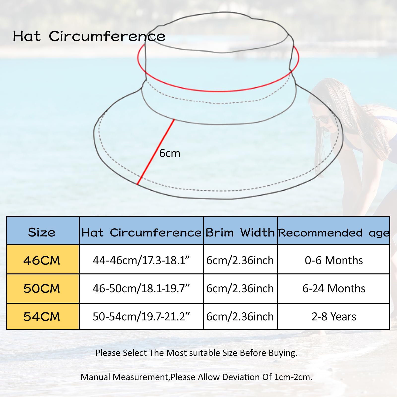 Peecabe Cappello da sole estivo per bambini e bambine, UPF 50+, a tesa larga, regolabile, da 0 a 8 anni