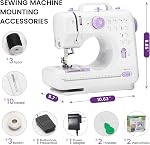 Machine à coudre pour débutants, Mini Machine à coudre avec 12 Emplacements intégrés, machine à coudre pour enfants avec pédale de pied, vitesses élevées, machines à coudre portatives et les passionnés de couture (505)