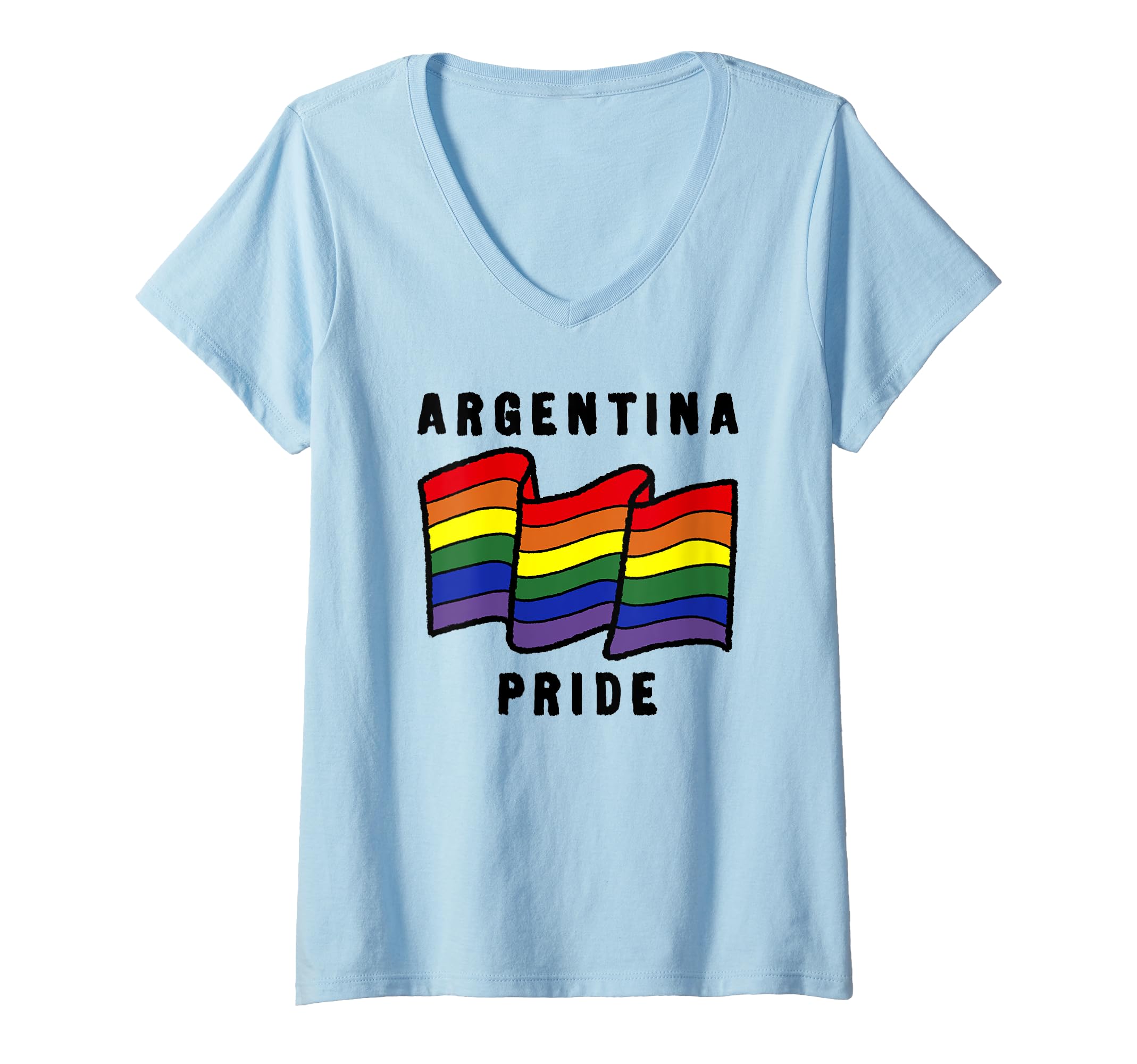 Donna Fifth Sun Argentina Pride Sketched Flag Maglietta con Collo a V