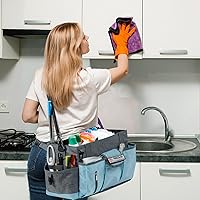 Vista 6 de Organizador grande de limpieza para proveedores de limpieza, organizador de almacenamiento de 15 pulgadas para limpieza de la casa, bolsa