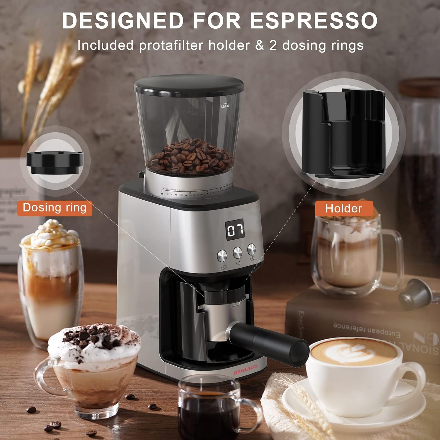 Buy Burr Coffee Grinder Espresso Coffee Grinder with Portafilter Holder