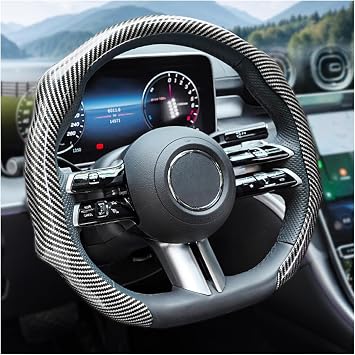 Osilly Car Steering Wheel Cover, 14.5-15″ Cool Carbon Fiber Laser Non Slip Steering Wheel Protector, Stylish Automotive Interior Protection Accessories, Universal for Truck Van SUV (Silver)