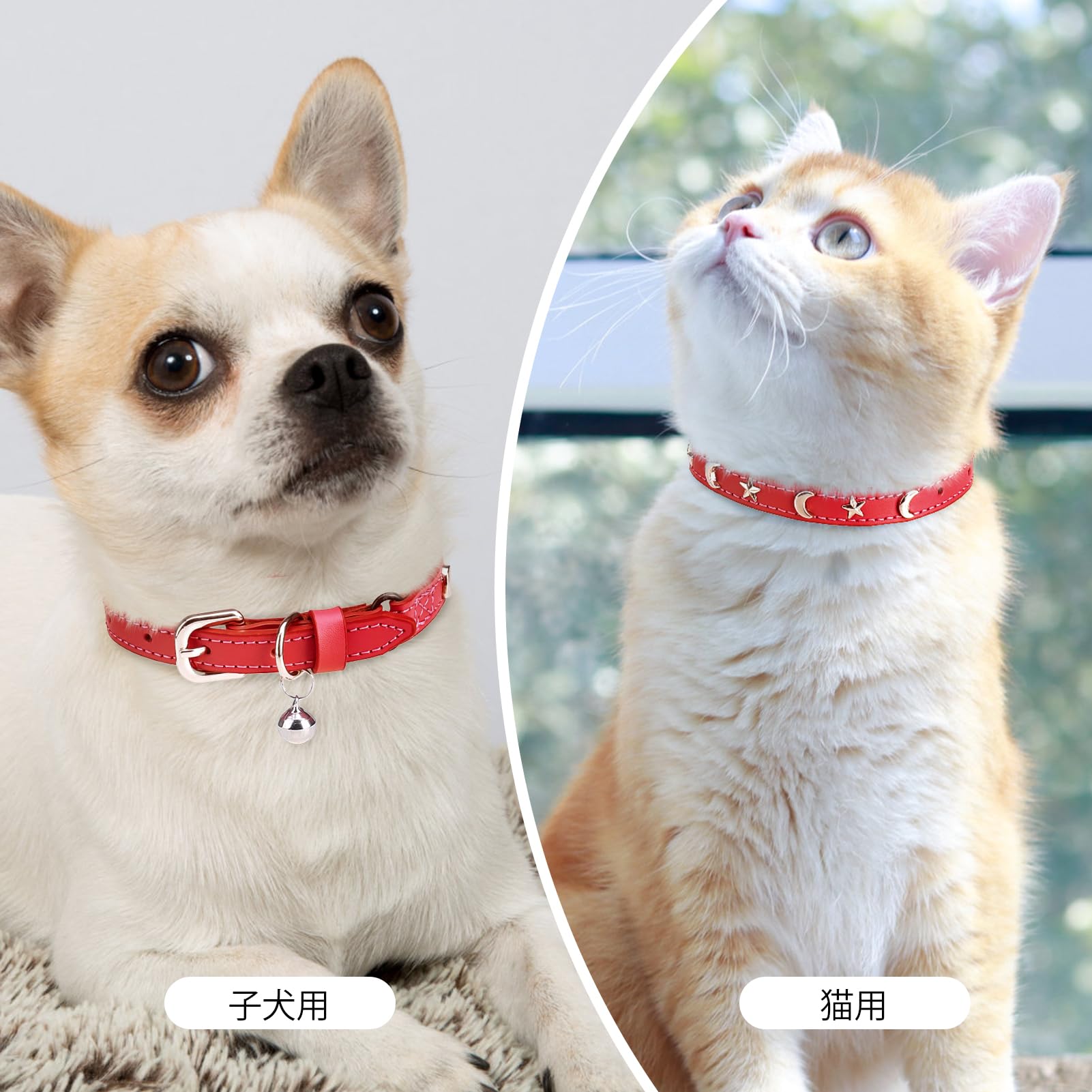 Amazon | DILLYBUD 猫 首輪 鈴つき 本革 スタッズ付き 着脱簡単 安全