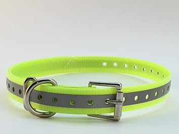 Replacement Strap for Garmin Collars - 3/4" Wide Ultra-Durable Dog E-Collar Replacement for Training, Bark, Shock, Electric, and GPS Collars - 28" Adjustable LengthGarmin Reflective Neon Yellow