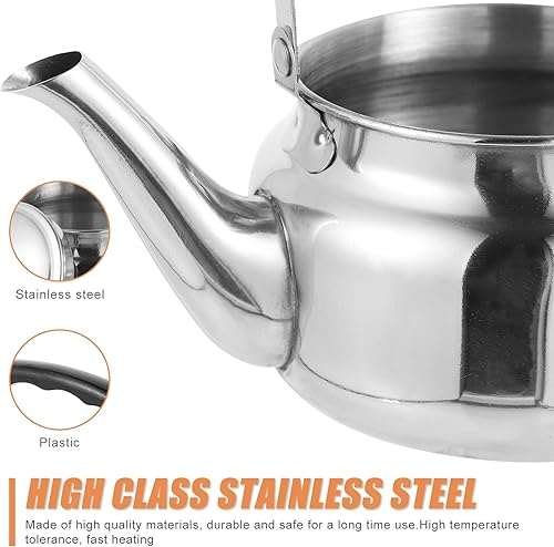 Miniatura 5 de Hemoton Estufa silbante tetera de té silbante estufa de acero inoxidable tetera hervidor de agua con mango ergonómico Cool Toch 0.8L Hervidor de