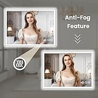 Vista 166 de WTTY LED Bathroom Mirror 32"x32" with Backlit and Front Light,Stepless Dimmable LED Mirror for Bathroom,Anti-Fog Lighted Bathroom Vanity Mirror