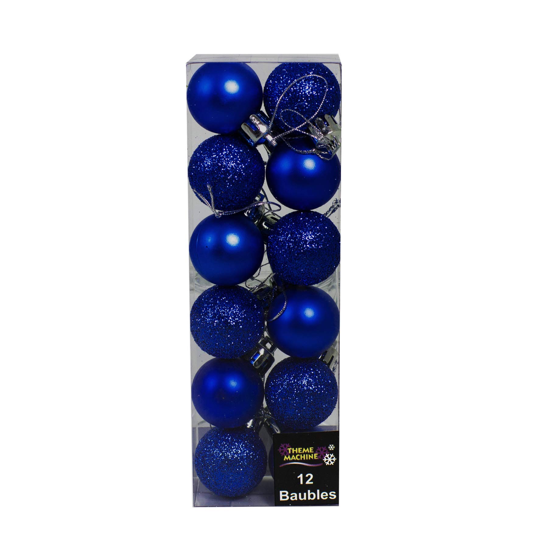 Widdle Wonderland Midnight Blue Christmas Decoration 12 Pack 30Mm Glitter/Plain Baubles (Dp)