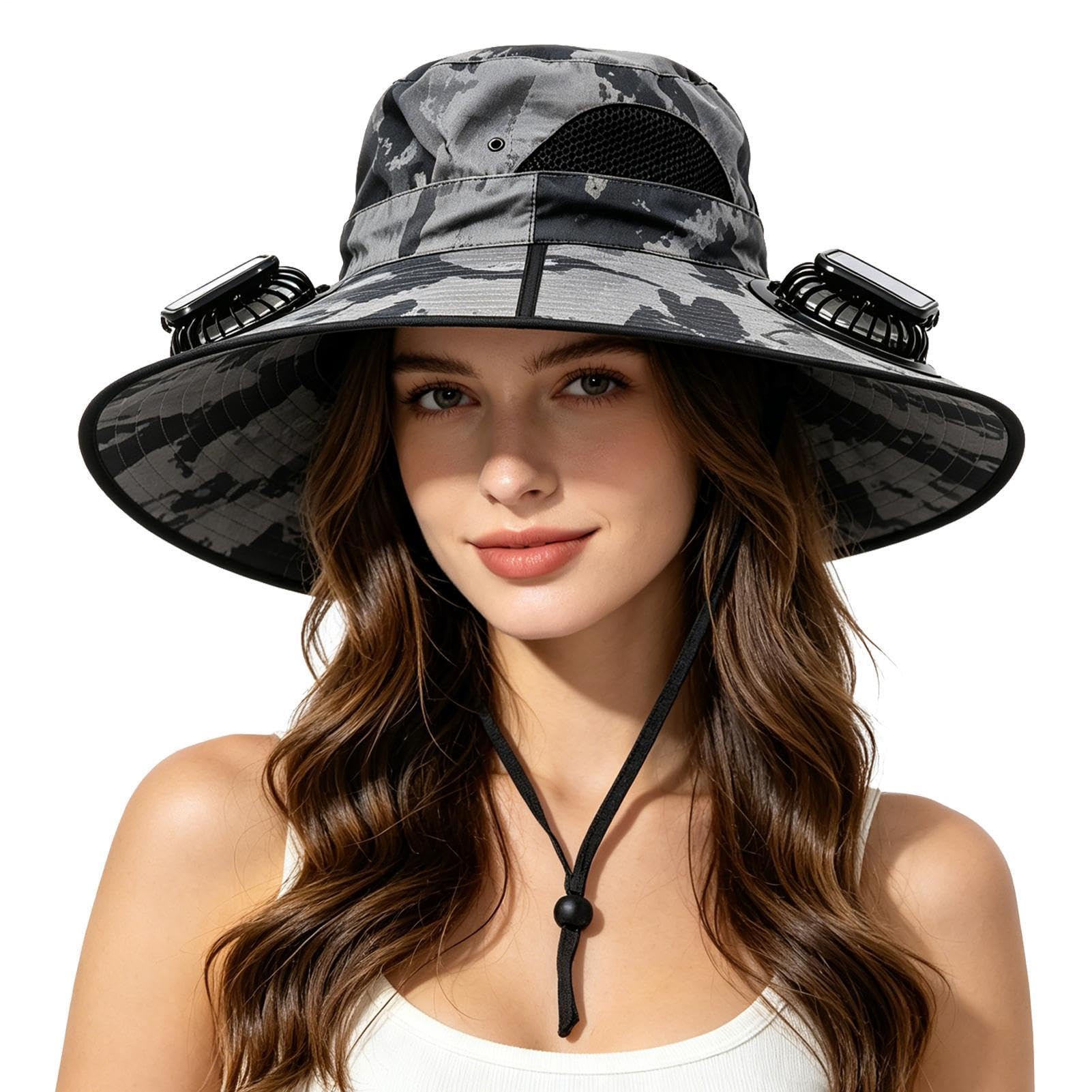 Chapeau Ventilateur Solaire Coiffe Anti-Transpiration à Plusieurs Vitesses | Chapeau À Large Bord Panneau Solaire Ventilateur Pour Plein Air Plage Été Camping Pêche Randonnée Golf Jardinage Travai