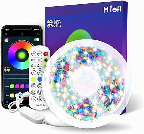 MIEFL Luces de Navidad inteligentes que cambian de color 213 modos tira de luces de Navidad impermeables con control por aplicación para interiores