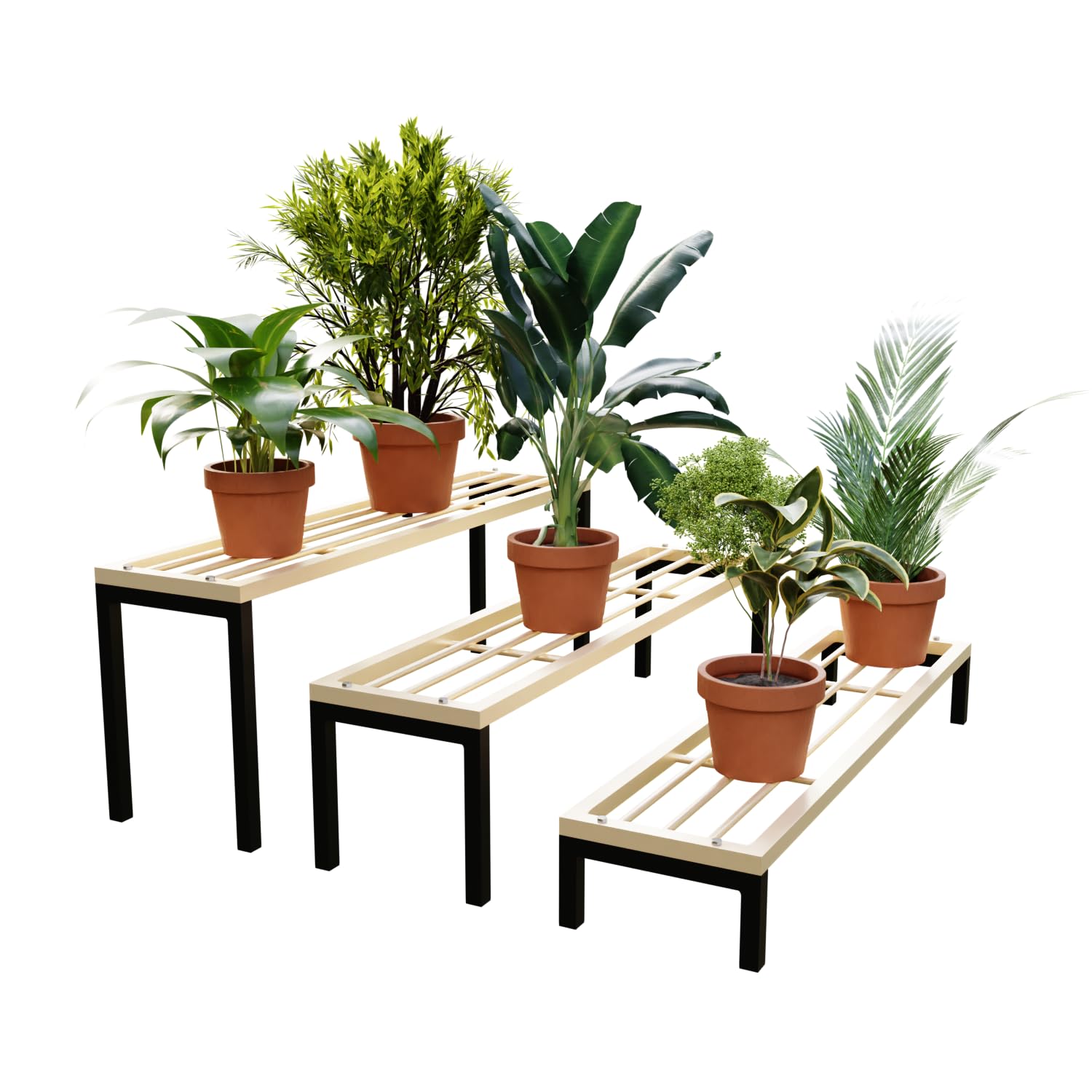 MILAD Plant Stand Iron 3-Tier Planter for Indoors and Outdoors, Pot Stand | Rack (69 x 75 x 39 CMs, Ivory and Black Color) (B0CLJ47YQN) Amazon Price History, Amazon Price Tracker