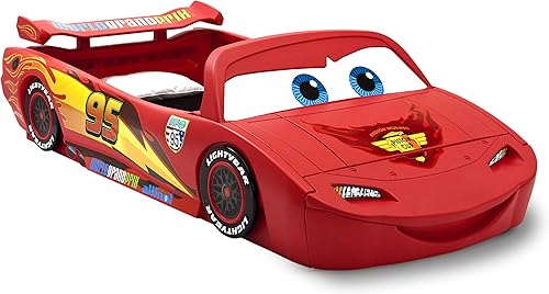 Cama infantil de Cars Lightning Mcqueen de Delta cama convertible para niño pequeño a cama individual y caja de juguetes DisneyPixar Cars