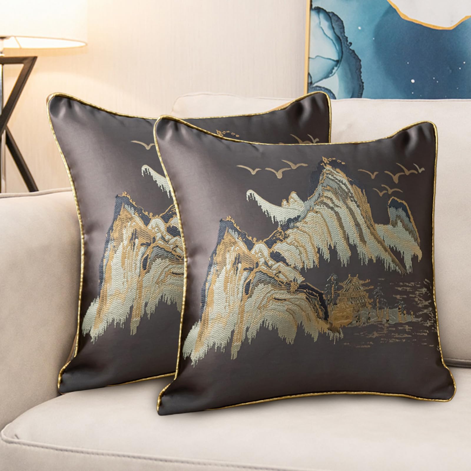 Traziewell Grey Cushions Covers 45cm x 45cm Soft Cushion Cases Square Decorative Throw Pillow Cover for Couch Sofa Living Room Set of 2 511 — image 1