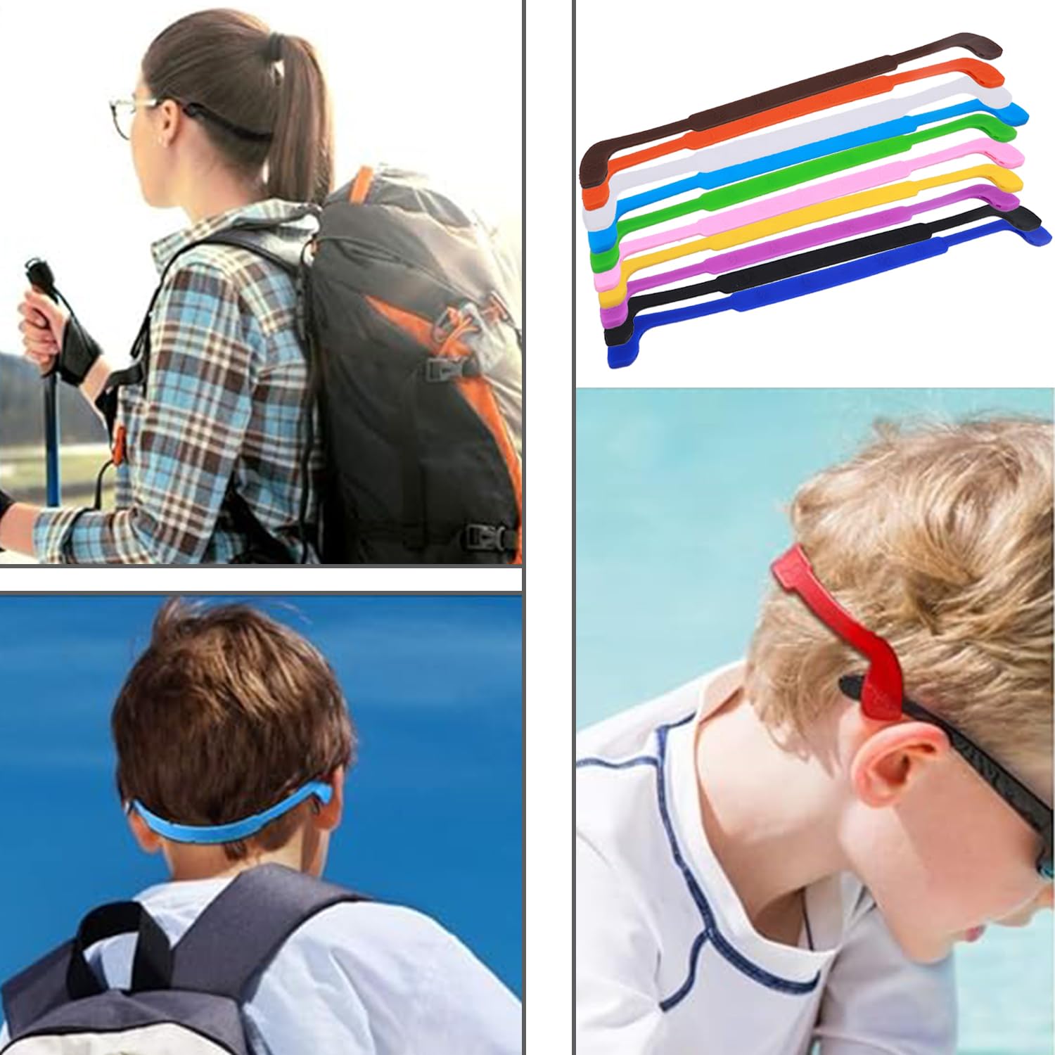 10 Articles Sangles de Lunettes en Silicone, Silicone Retenue de Lunettes Sports, Retenue de Lunettes Antidérapante, Sangles de Lunettes Réglables, pour Sports Enfants Adultes