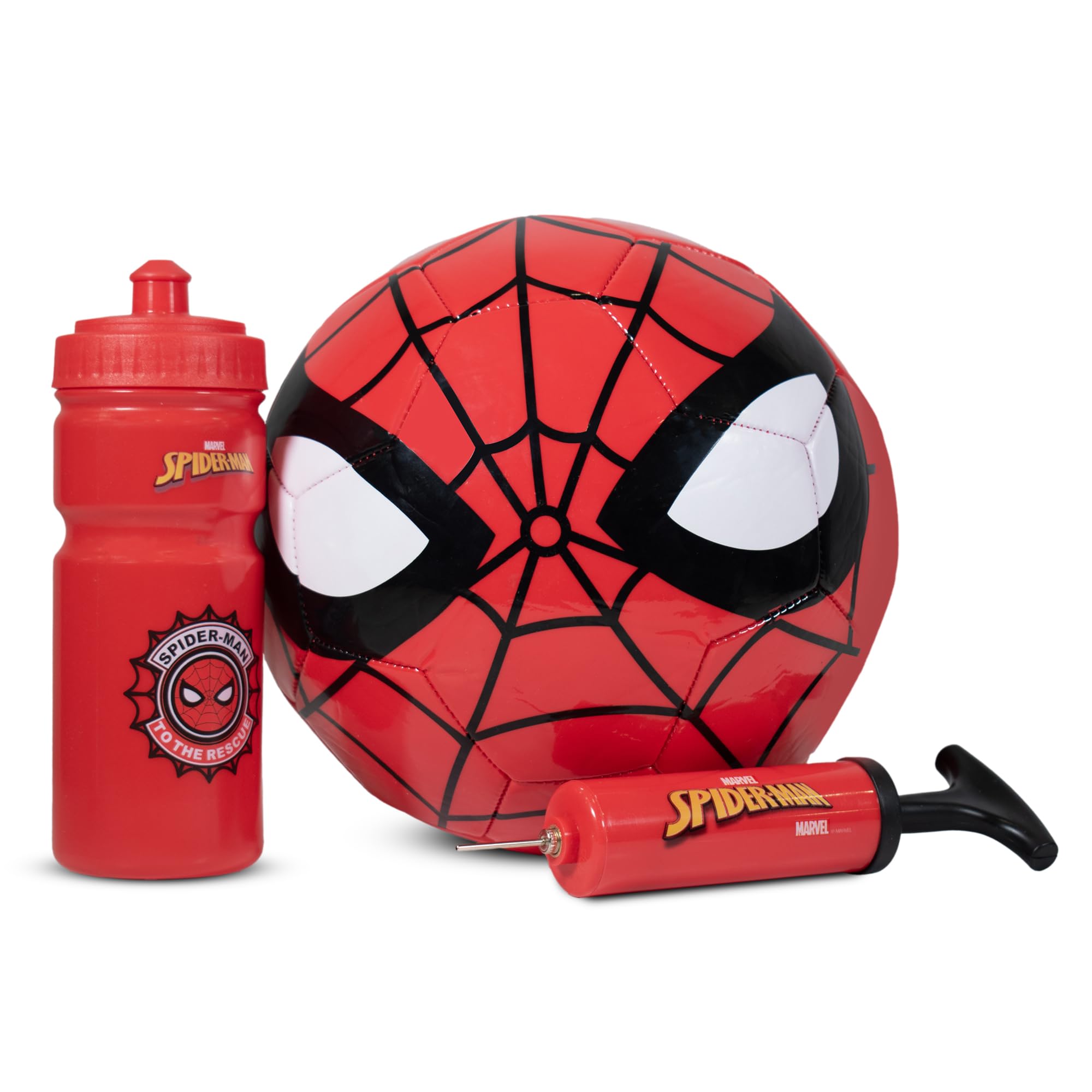 Hy-Pro Officially Licensed Spiderman Football Gift Set - Football Gifts for Boys with Size 3 Ball, Pump & Water Bottle - Complete Sports Kit for Kids with Marvel Design
