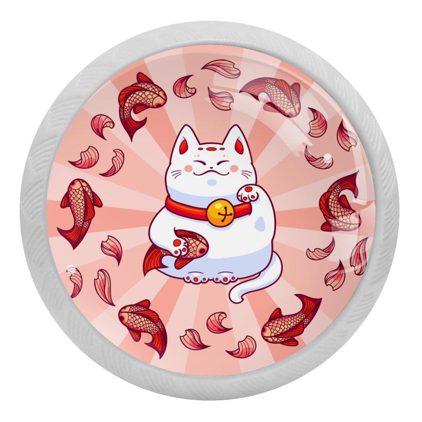 Boutons fluorescents motif chat porte-bonheur pour commode x4
