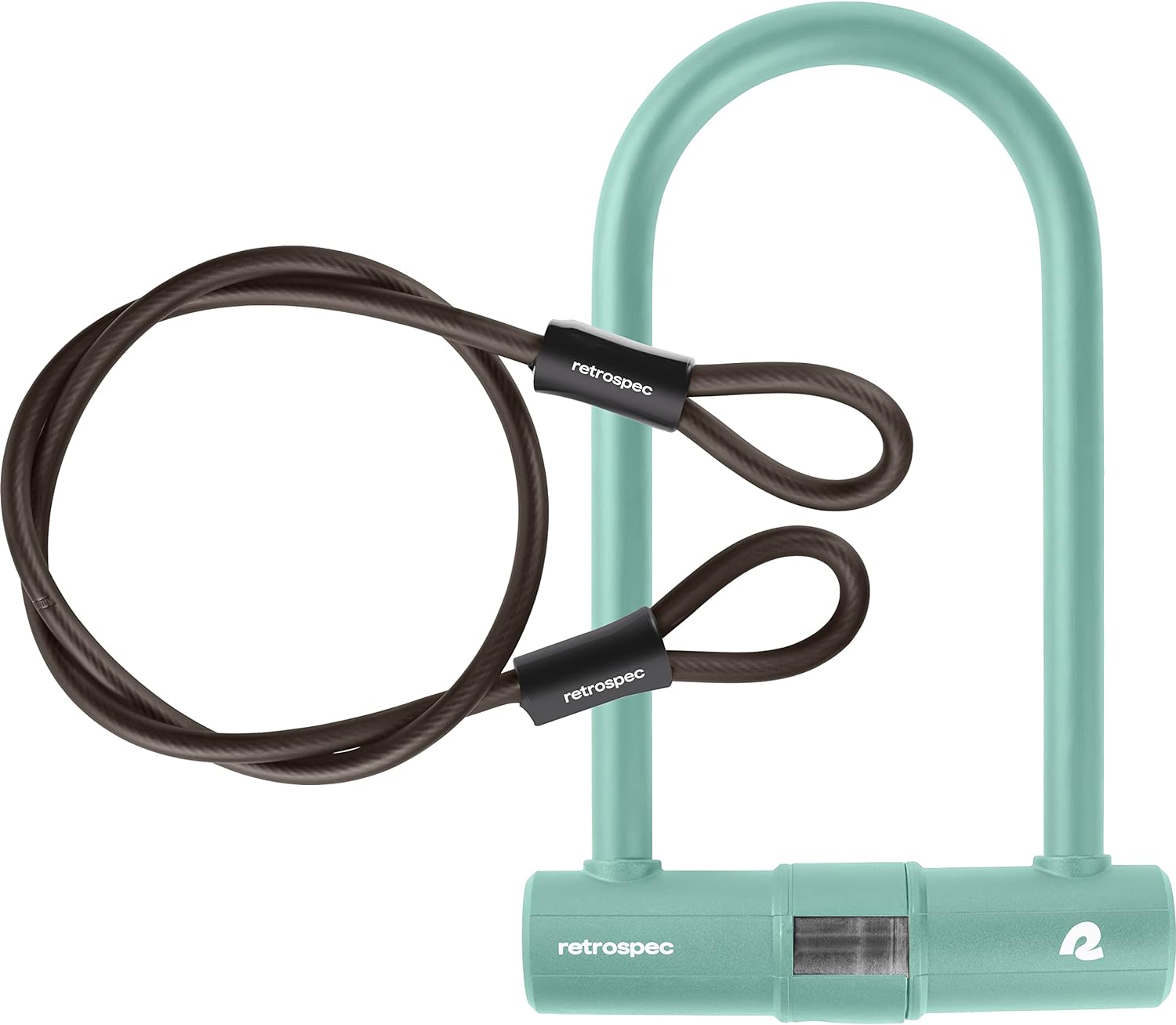 Retrospec Lookout U-Lock Bike Lock with 4Ft Security Cable, Heavy Duty Anti-Theft Bicycle Lock with 14mm Shackle, Pick Resistant & Secure Anti-Rotation Design