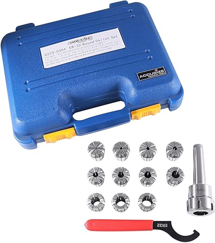 Vista 13 de Accusize Industrial Tools Mt2 Shank Er32 Chuck con kit de pinzas de 11 piezas, 1/8 pulgadas - 3/4 pulgadas por 16, sistema de boquilla cónica Morse