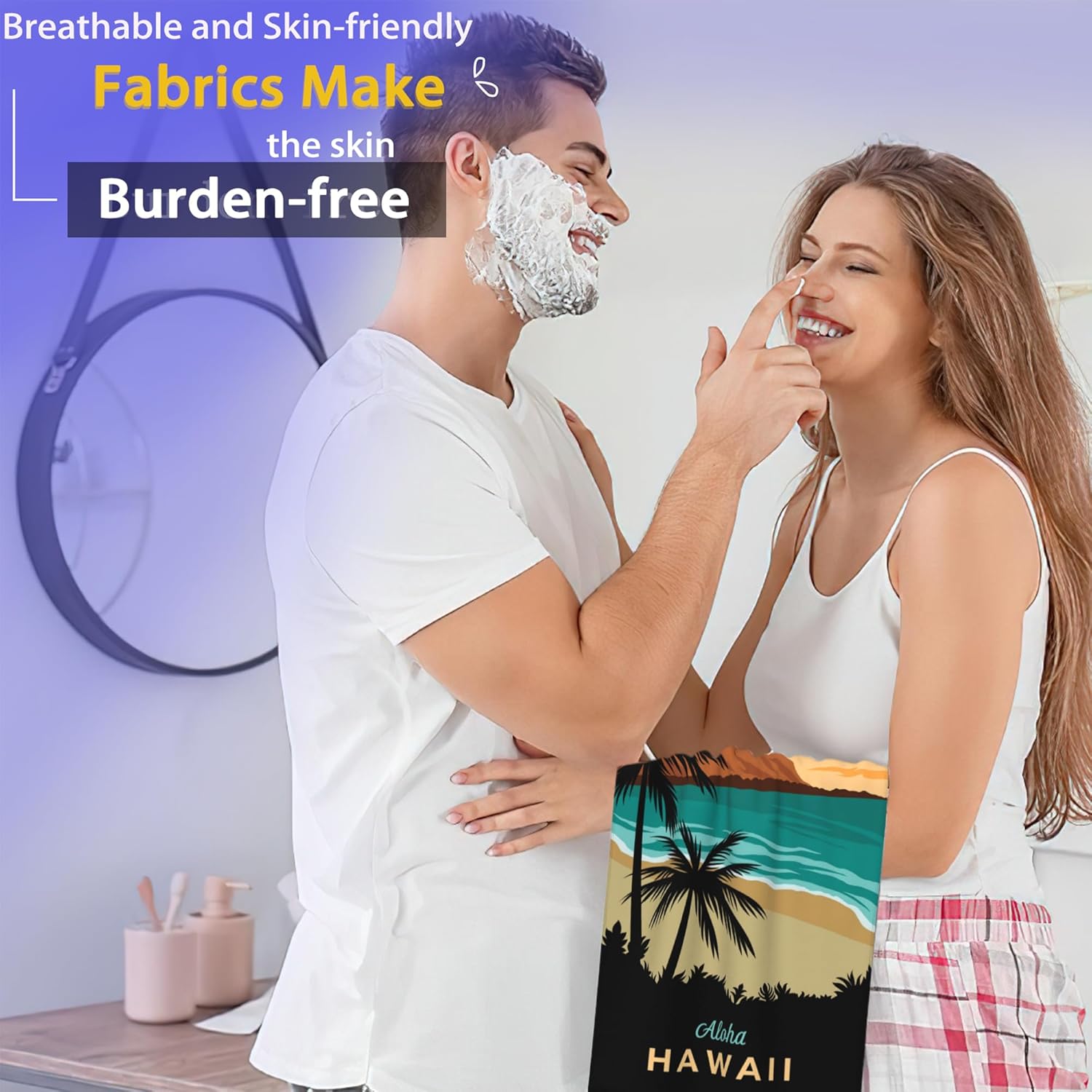 Bath Hand Towel 2 Pack Aloha Hawaii Beach Absorbent Hand Towels Tropical Plam Tree Face Towel Soft Breathable Bathroom Towel for Kitchen Hotel Spa Decor Gift 28 x14 in - Image 5