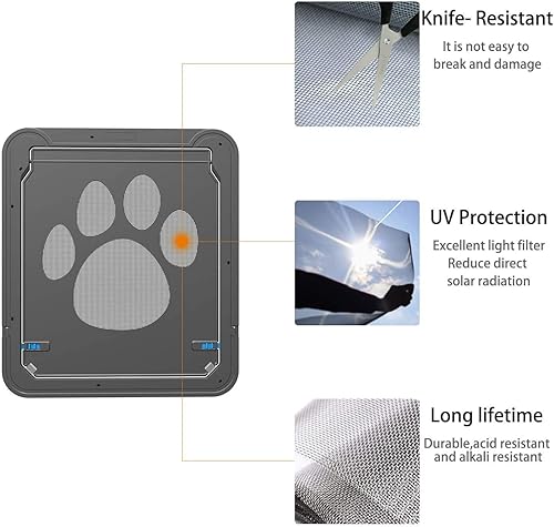 Miniatura 3 de LESTP - Puerta mosquitera para perros y gatos con solapa magnética para puertas correderas (pequeña), cerradura automáticabloqueable