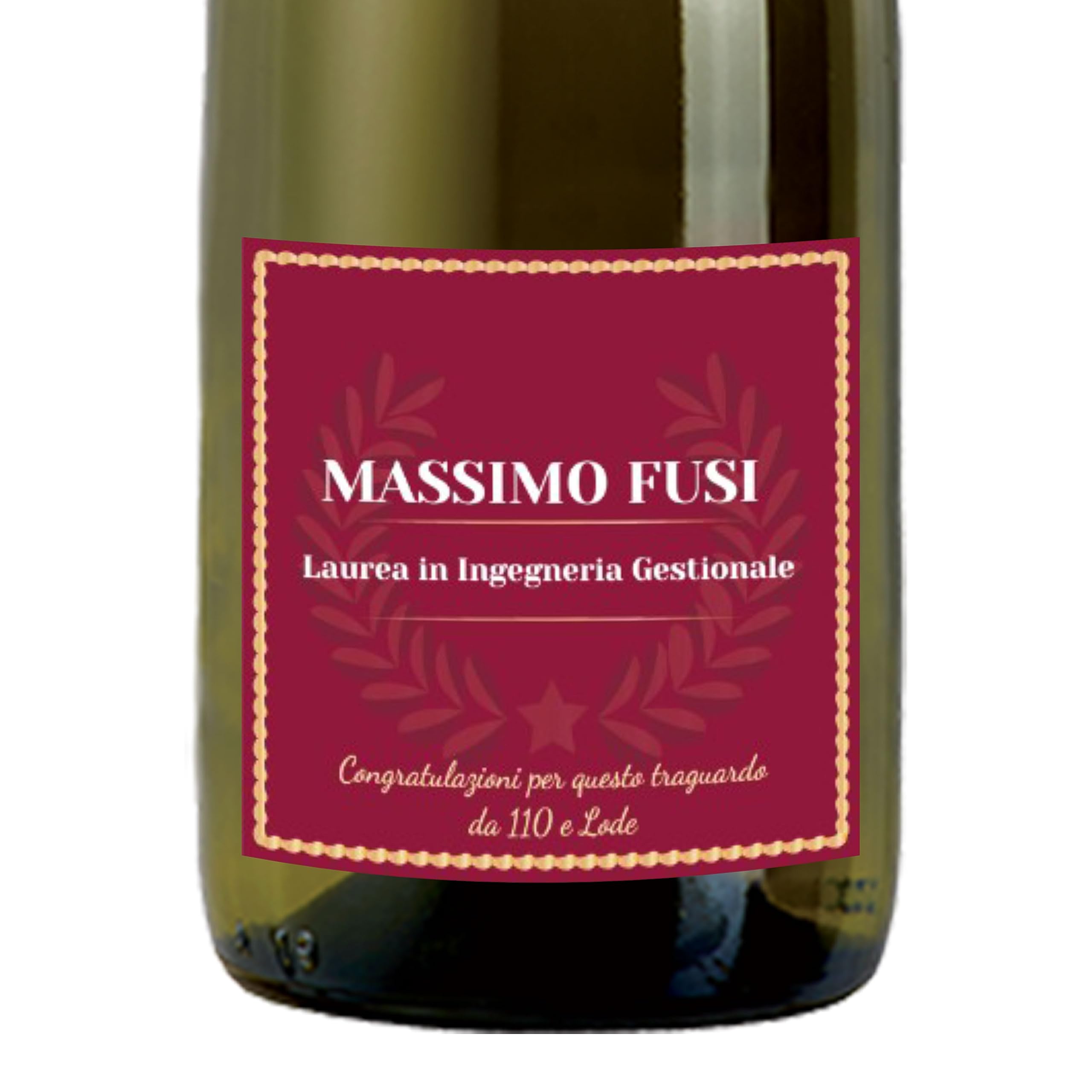 24 Bottiglie mignon di Prosecco DOC Spumante Extra Dry Personalizzato - Idea esclusiva e originale per bomboniere di laurea (Cornice bordeaux)