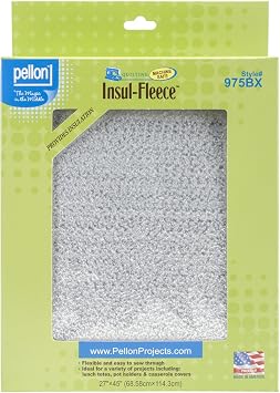Pellon Insul-Fleece Insulated Fabric, 27" x 45", White, Thermal Barrier for Quilts, Potholders, Lunch Bags, Crafts - Machine Washable, Polyester Material